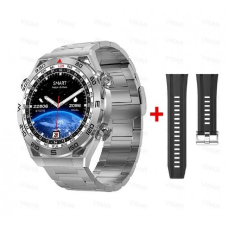 Розумний смарт-годинник Smart Watch DT3 Mate Ultra GPS компас функція Always on display два ремінці срібло (130000083)